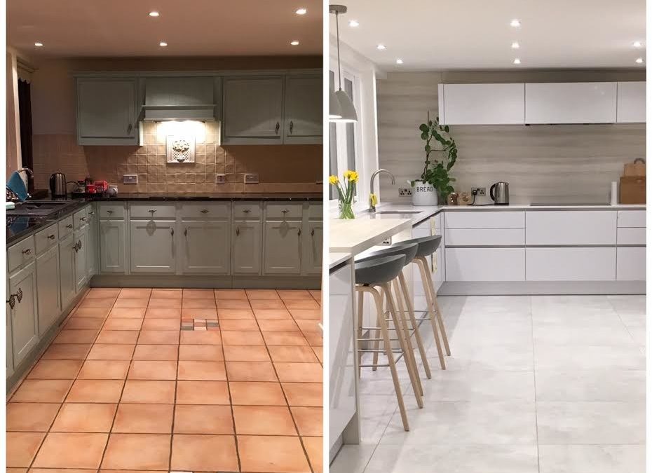 Tired Shaker Transformed to Contemporary White Handleless Kitchen!